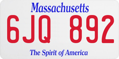 MA license plate 6JQ892