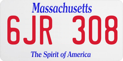 MA license plate 6JR308