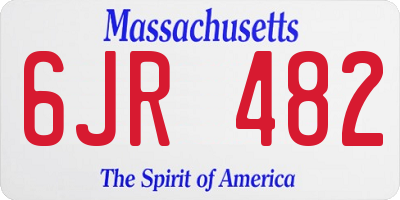 MA license plate 6JR482