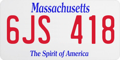 MA license plate 6JS418