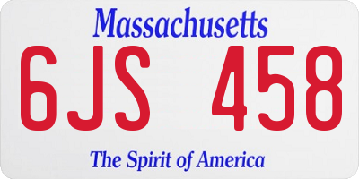 MA license plate 6JS458