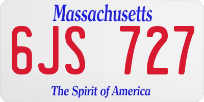 MA license plate 6JS727