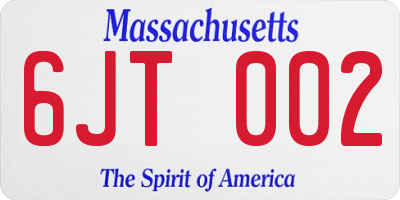 MA license plate 6JT002