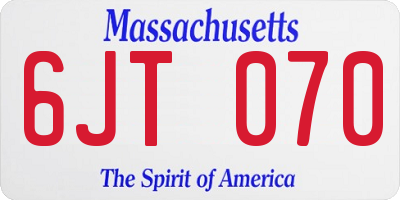 MA license plate 6JT070