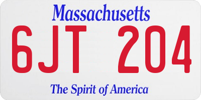 MA license plate 6JT204