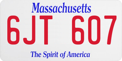 MA license plate 6JT607