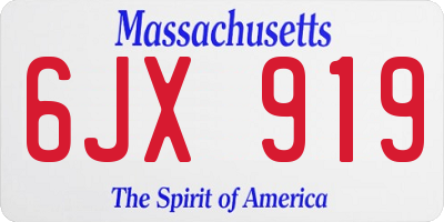 MA license plate 6JX919