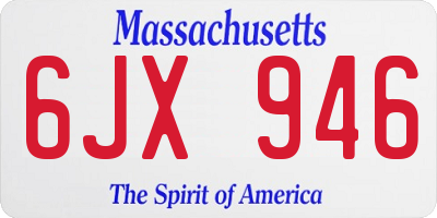 MA license plate 6JX946