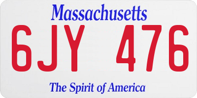 MA license plate 6JY476