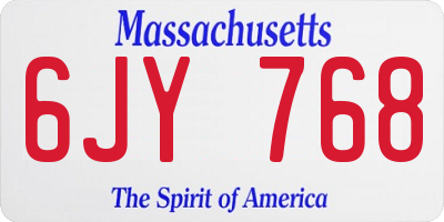 MA license plate 6JY768