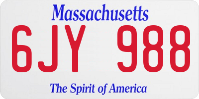 MA license plate 6JY988