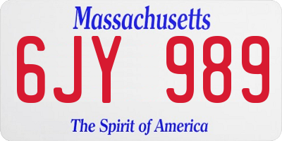 MA license plate 6JY989