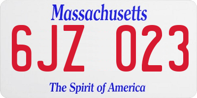 MA license plate 6JZ023
