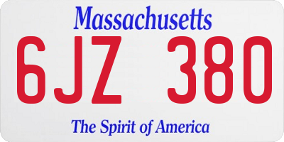 MA license plate 6JZ380