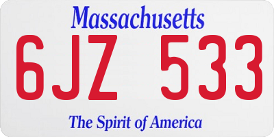 MA license plate 6JZ533