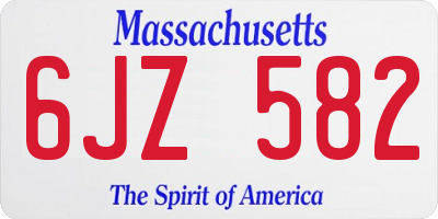 MA license plate 6JZ582