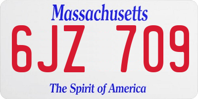 MA license plate 6JZ709