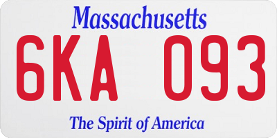 MA license plate 6KA093