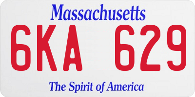 MA license plate 6KA629