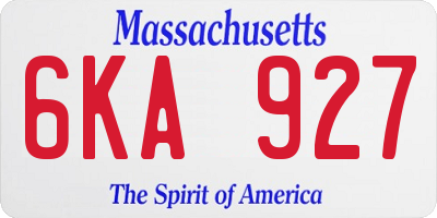 MA license plate 6KA927
