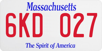 MA license plate 6KD027