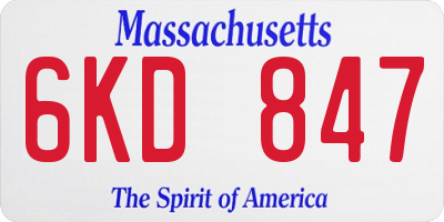 MA license plate 6KD847