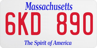 MA license plate 6KD890