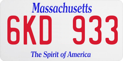 MA license plate 6KD933