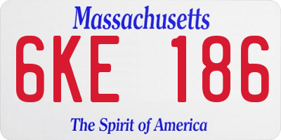 MA license plate 6KE186