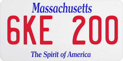 MA license plate 6KE200