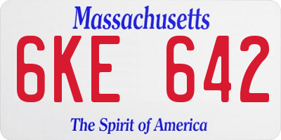 MA license plate 6KE642
