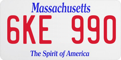MA license plate 6KE990