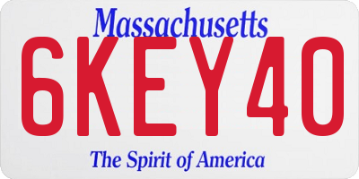 MA license plate 6KEY40