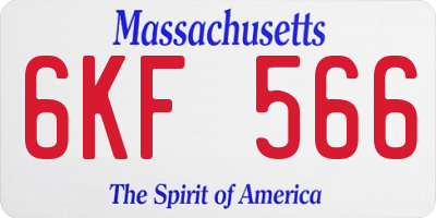 MA license plate 6KF566