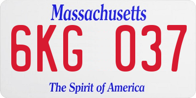 MA license plate 6KG037