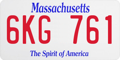 MA license plate 6KG761