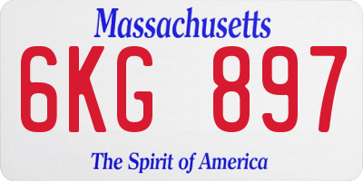 MA license plate 6KG897
