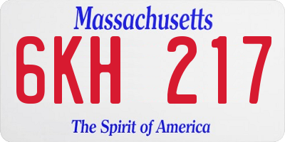 MA license plate 6KH217