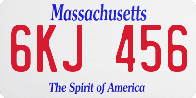 MA license plate 6KJ456