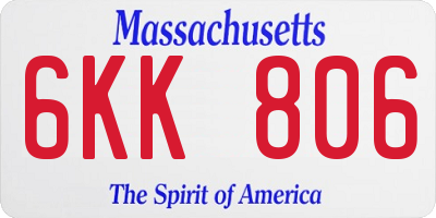 MA license plate 6KK806