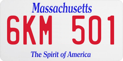 MA license plate 6KM501