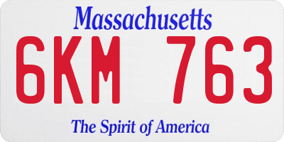 MA license plate 6KM763