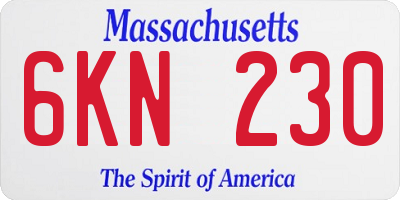 MA license plate 6KN230