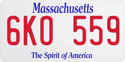 MA license plate 6KO559
