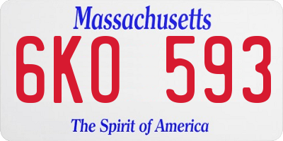 MA license plate 6KO593