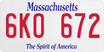 MA license plate 6KO672