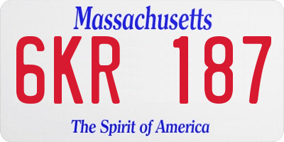 MA license plate 6KR187