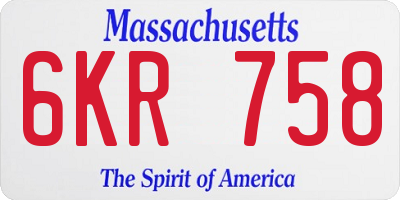 MA license plate 6KR758