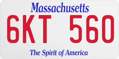 MA license plate 6KT560