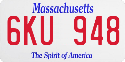 MA license plate 6KU948